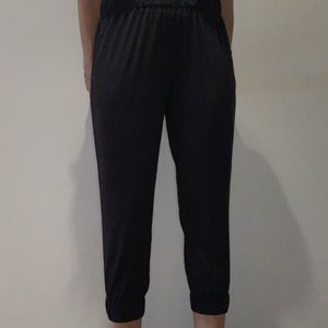 Cropped cinched black workout/lounge pants